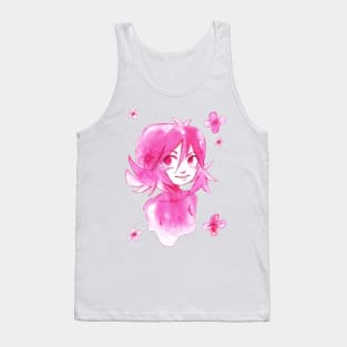 Pink Watercolor Flower Girl Tank Top